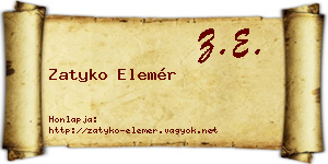 Zatyko Elemér névjegykártya
